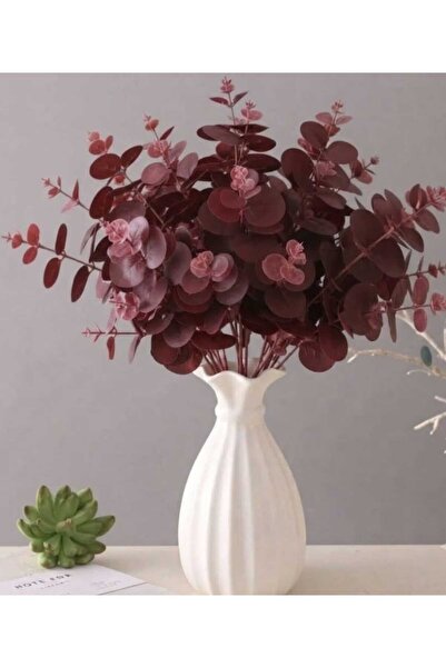 Binetti Yapay Okaliptus Demeti Dekoratif Çiçek 47 cm Bordo Zarafet