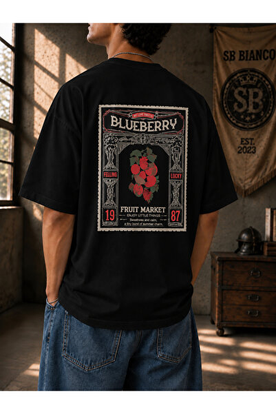 SB BİANCO Vintage Fruit Market Strawberry and Fruit Pattern Back Printed Over...