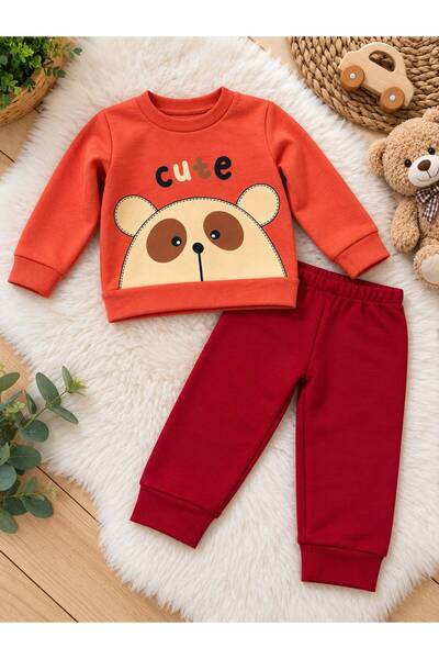 HELMİRA Baby Boy Printed 2-Piece Set Sweatshirt and Pants Set