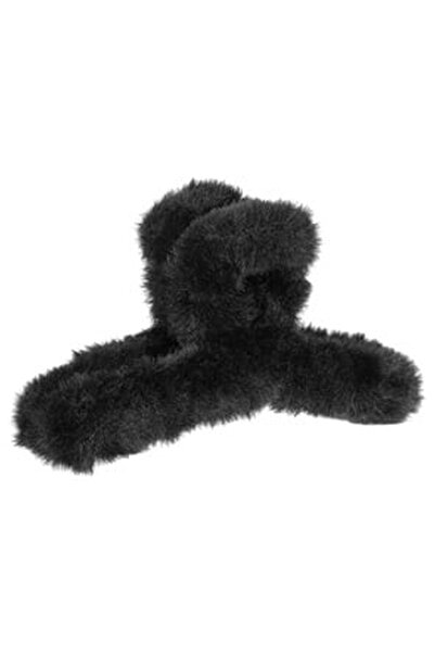 OEM Clama Par cu Blana Artificiala Neagra pentru Femei 12cm