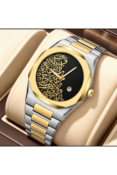 PW POLO WHITE ساعة يد رجالية من الفولاذ بكتابة عربية