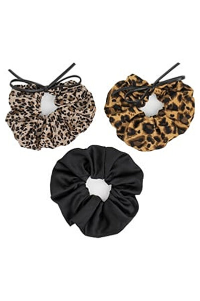OEM Elastice Par Textile Satinate cu Model Leopard Negru & Fundita pentru Fem...