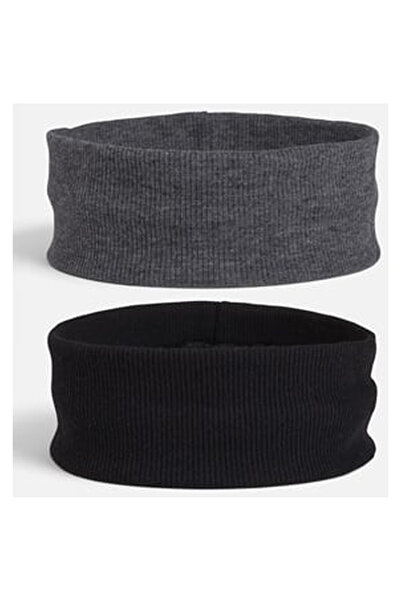 OEM Bentite de Par Ribbed Negru si Antracit pentru Femei 5,5cm - 2buc