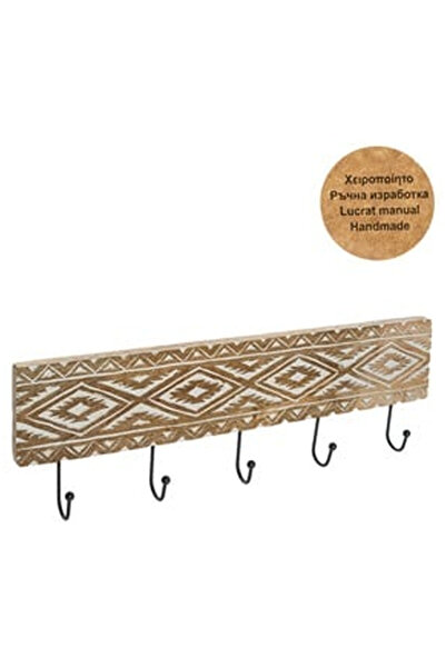 OEM Cuier din Lemn Sculptat Manual cu 5 Carlige 50x10x1.5cm