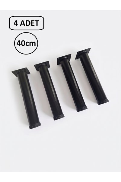 DEMONTEPARK 4 adet- 40cm metal ayak-Ayarlanabilir-siyah renk(Çap:51mm)