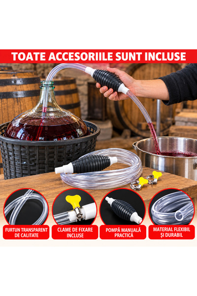 Generic Brand Pompă Manuală Transfer Lichide cu Furtun Transparent și 2 Cleme...