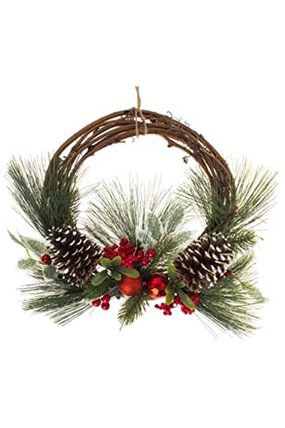 OEM Coronita Decorativa de Craciun Conuri Berries Bile Rosii Ø33cm