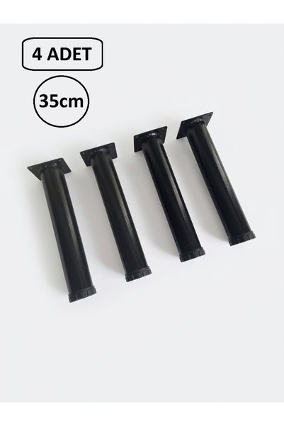 DEMONTEPARK 4 adet- 35cm metal ayak-Ayarlanabilir-siyah renk(Çap:51mm)