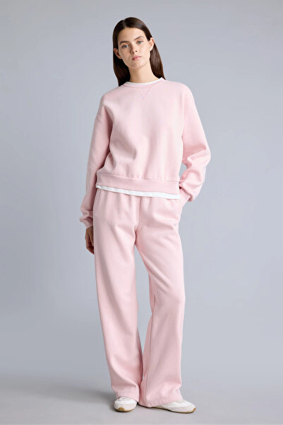 DeFacto B8571AXPN38 Pembe Straıght Fıt Basıc Geniş Paça Beli Lastikli Eşofman Altı