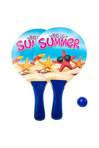 OEM Rachete Plaja pentru Copii din Lemn ”Hello Summer” & Minge 33cm