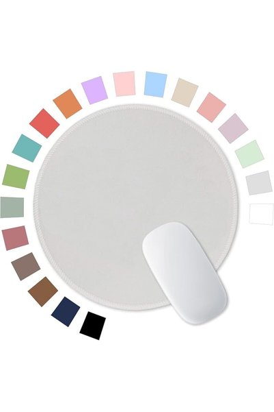 GENERAL Hsurbtra Mouse Pad, Premium Texture Small Round 8.5 x Inch White Stit...