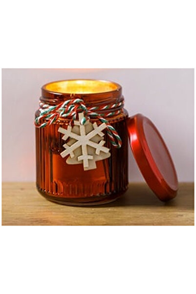 OEM Коледна ароматна свещ Holly Jolly Berry в червен контейнер със снежинка и...