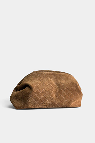 Miales Hakiki Süet Deri Clutch Çanta