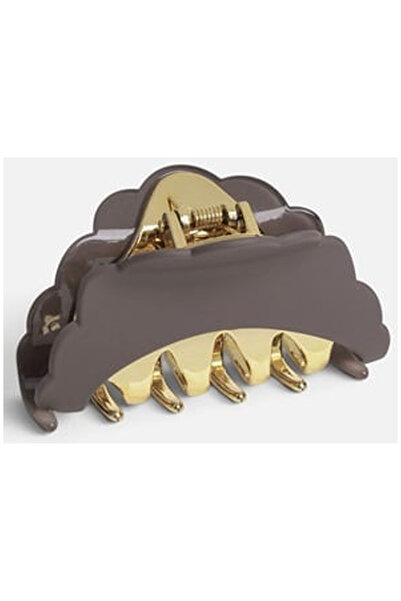 OEM Clama de Par Wavy Taupe si Auriu pentru Femei 9cm