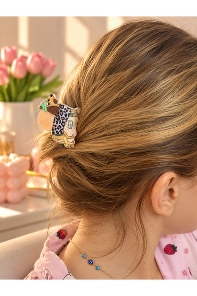 Lilith Takı Leopard Patterned Hair Clip with Cute Dog Figure – Colorful Hair ...