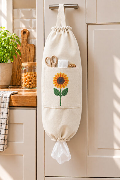 Paris Home Hanging Flower Patterned Bag Holder with Pockets, Kitchen Bag Orga...