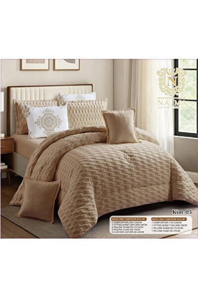 NAJMA Winter Double Rabbit Fur Double-Sided Soft 8-Piece Quilt Set-200*200-8-...