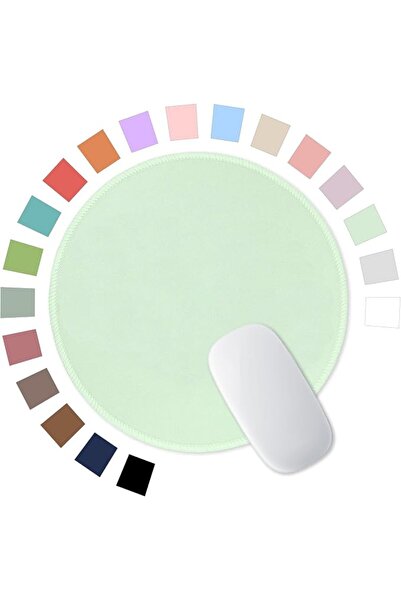 GENERAL Hsurbtra Mouse Pad, Premium Texture Small Round 8.5 x Inch White Stit...