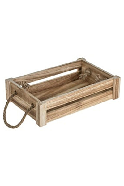 OEM Lada Decorativa din Lemn de Culoare Naturala cu Manere Sfoara 31x20x7cm