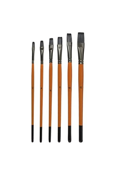 OEM Комплект кафяви четки за рисуване с плосък връх - 6 бр.