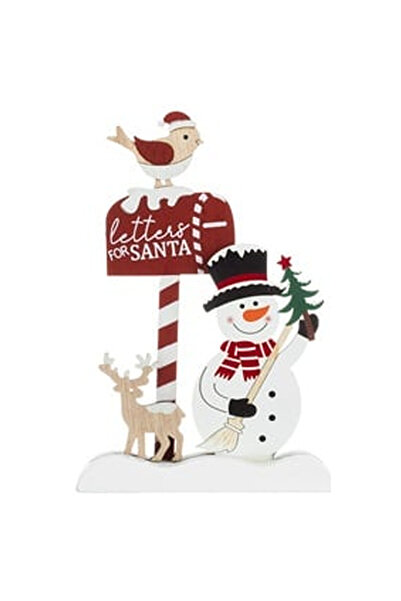 OEM Decoratiune de Craciun Om de Zapada din Lemn Cutie Postala Pasare 11x16cm
