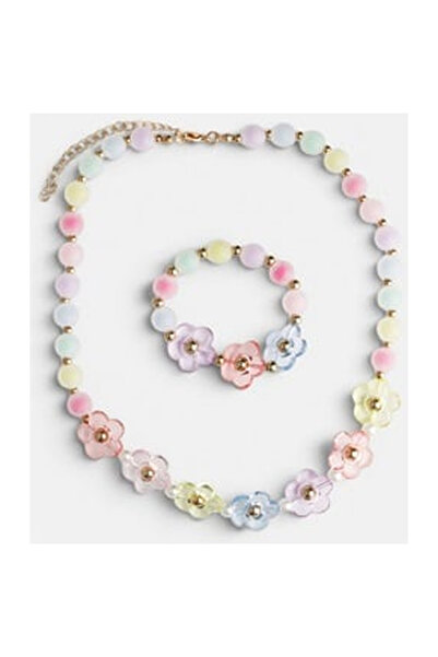 OEM Matte Beaded & Flower Necklace & Bracelet Set for Kids