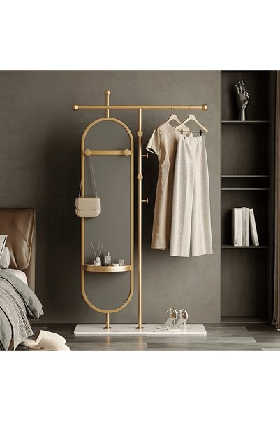 kold concept KC-0148 Metal Aynalı ve Askılı Ayaklı Vestiyer