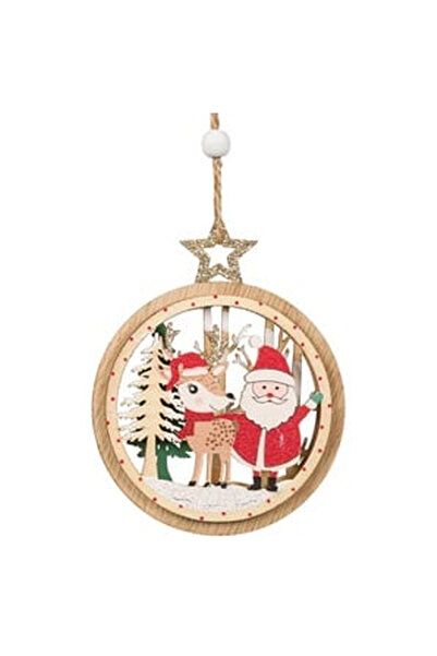 OEM Wooden Christmas Tree Ornament Santa Claus Deer Globe Ø11cm