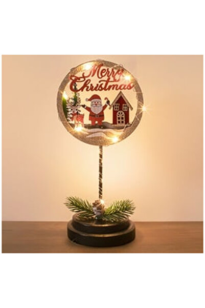 OEM Decoratiune de Craciun Tablita cu Mos Craciun pe Baza cu LED 12x10x26cm