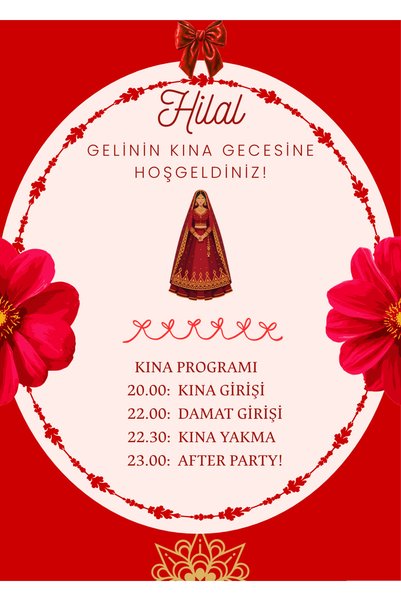 Genel Markalar Kına gecesi, kişiye özel kına gecesi etkinlik masa kartları, 5...