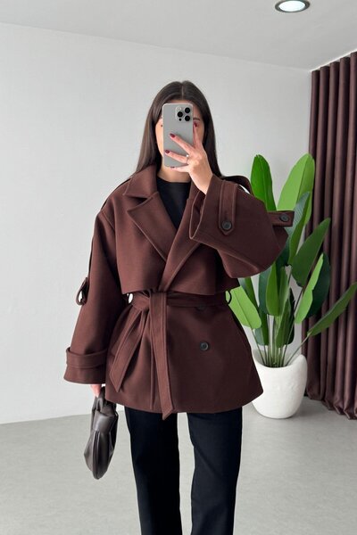 Blanco Belted Oversized Imported Zr Model Melton Coat