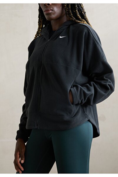 Nike One Therma-Fit Polar Kadın Siyah Kapüşonlu oversıze Hoodie sweatshirt ya...
