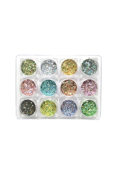 Tradesor Σετ Glitter νυχιών Nail Art - Παλέτα - Glitter DJ - 12pcs - 910570