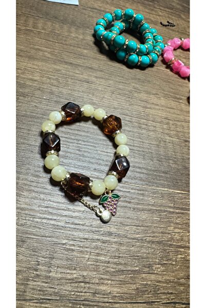 TGROUP Women's Natural Stone Beaded Bracelet with Grape Figure and Dangle, Br...