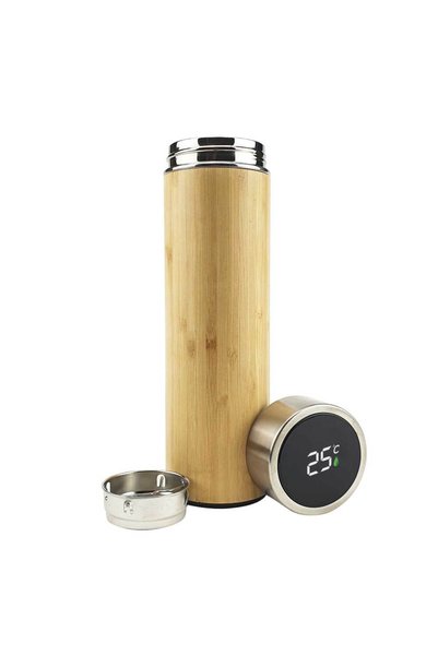 MAXPRINT Bamboo Flask with Temperature Display