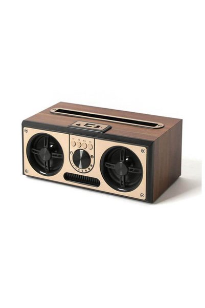 MAXPRINT Sevan - Retro Wood 20W Bluetooth Speaker with FM, Natural