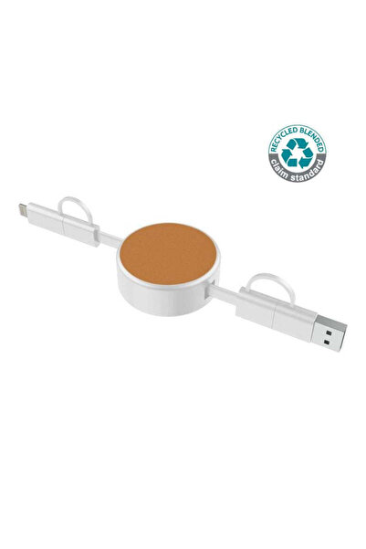 MAXPRINT Lecco - Recycled 6-in-1 retractable Charging Cable - White