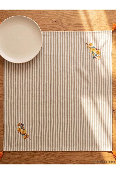 LC Waikiki Striped Embroidered Tassel Tablecloth 90X90 cm (W6)