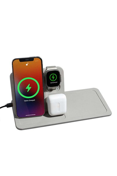 MAXPRINT Desk Charge - Desktop Organizer with 3-in-1 MagSafe Charger, Brown