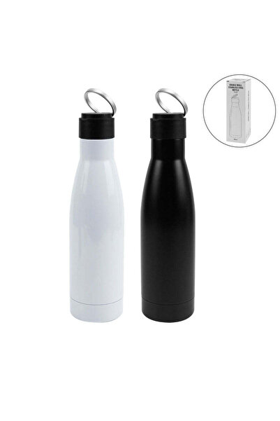MAXPRINT Double Wall SS Bottles, Twist-off Lid, SS Foldable Handle, 500ml, Black