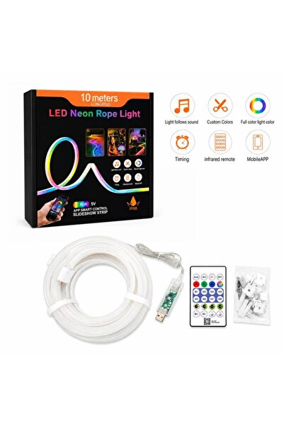 OEM Έξυπνη RGB LED Neon Rope Light 10 Μέτρων USB με Τηλεχειριστήριο, Εφαρμογή...
