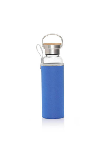MAXPRINT Floha - Borosilicate Glass Bottle with Neo Sleeve - Royal Blue