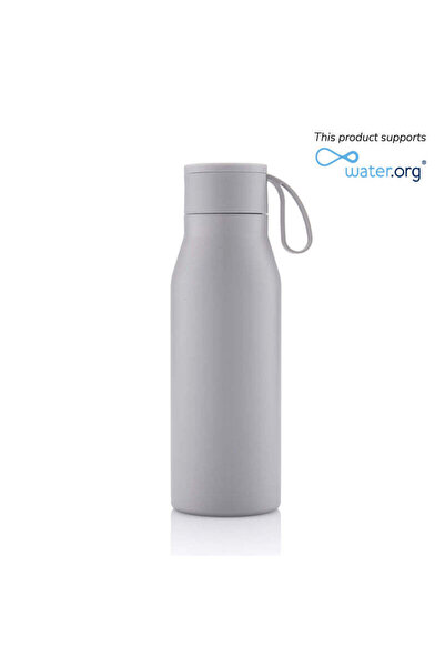 MAXPRINT R-Nebra - Recycled Stainless Steel Vacuum Bottle with Loop - Grey