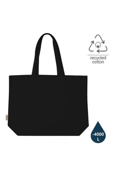 MAXPRINT Borkum - GRS-certified Recycled Cotton Beach / Shopping Bag - Black