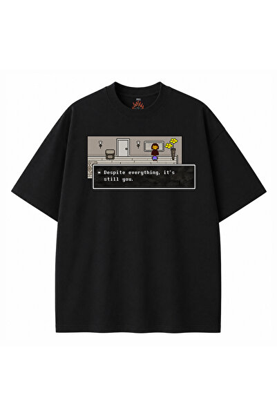 kun inaki Undertale Baskılı Siyah Unisex Pamuklu T-Shirt