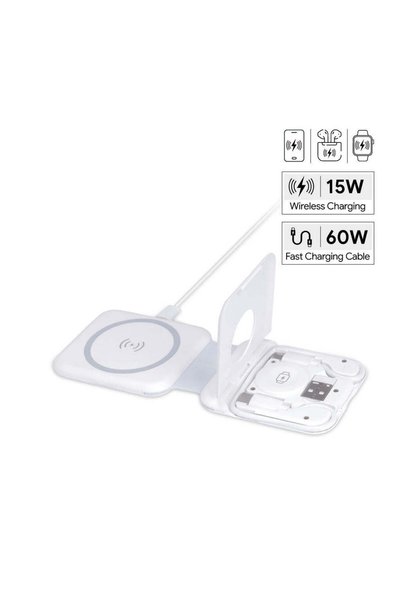 MAXPRINT Turin - Foldable Wireless Charger and Multicable Set - White