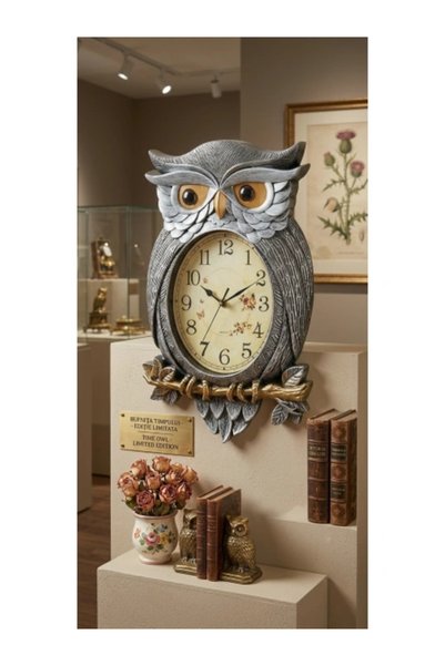 FARA Ceas de perete sculptat – Bufnița Timpului (Ediție decorativă de colecție)