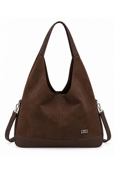 Neli Elegant Women's Large Model Suede Hand and Shoulder Bag
