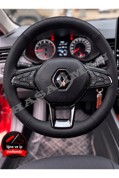 HasAkman Renault Megane 4 Dikme Direksiyon Kılıfı Premium Komple Delikli Deri...