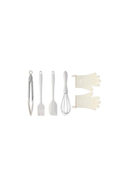 OEM Set 5 Ustensile de Bucatarie, din Silicon+Inox, Termorezistente, Antiader...